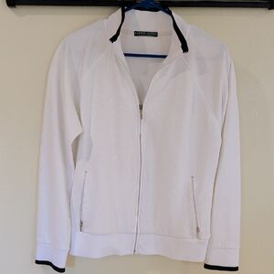 Lauren Active Ralph Lauren White Bomber Jacket with Black Accents